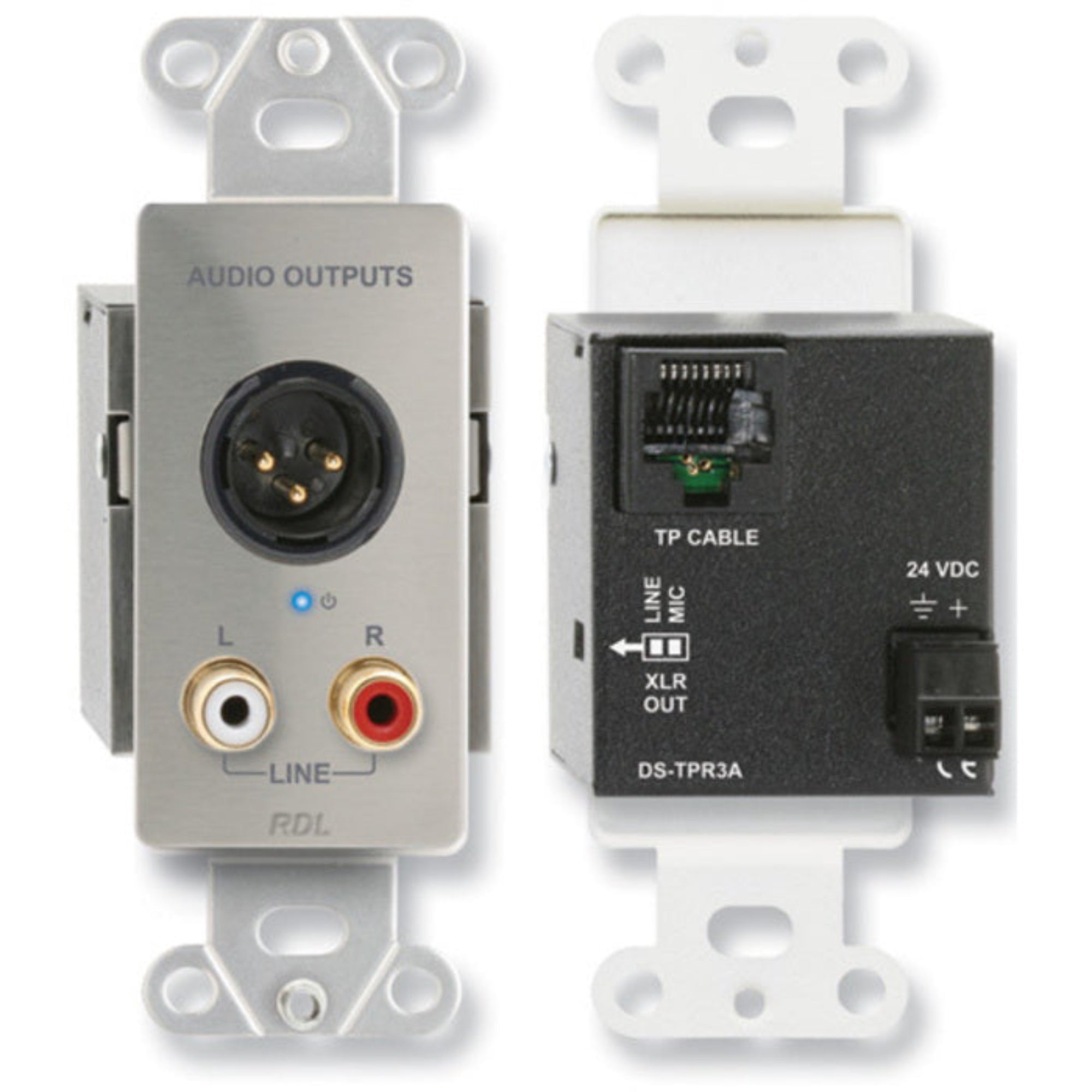 RDL DS-TPR3A Active Three-Pair Receiver on Decora Plate (Stainless Steel)