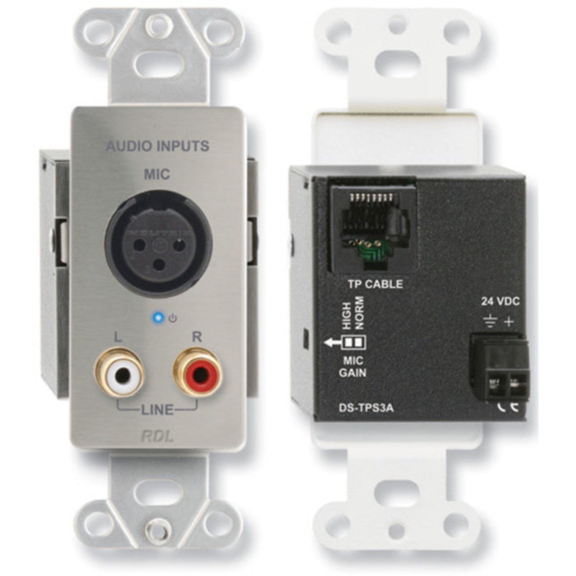 RDL DS-TPS3A Active Three-Pair Sender on Decora Plate (Stainless Steel)