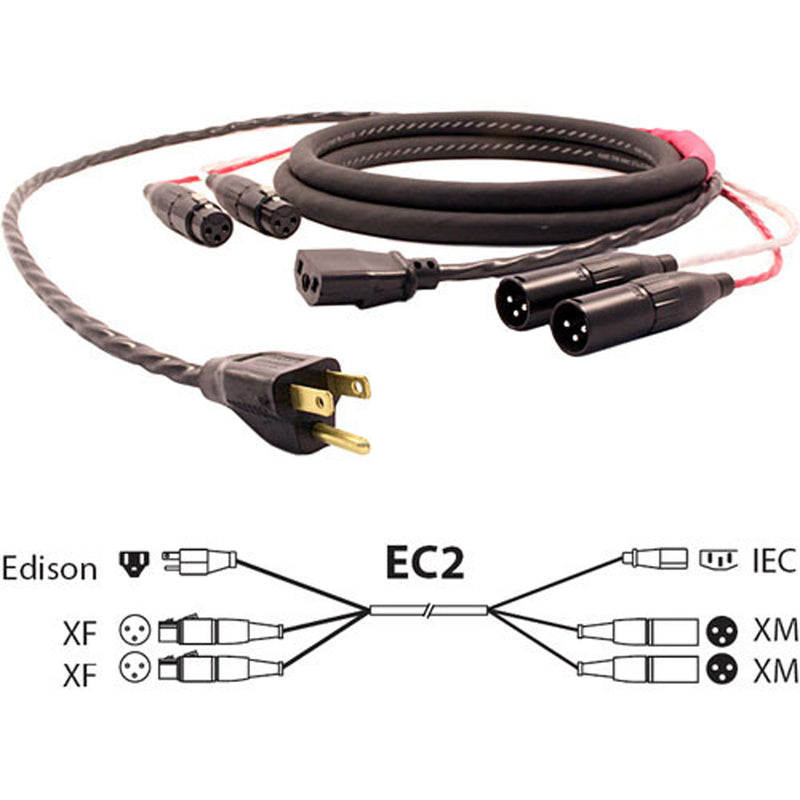 RapcoHorizon Pro Co Siamese Twin EC2 Dual XLR Audio + Edison to IEC Power Cable (50')