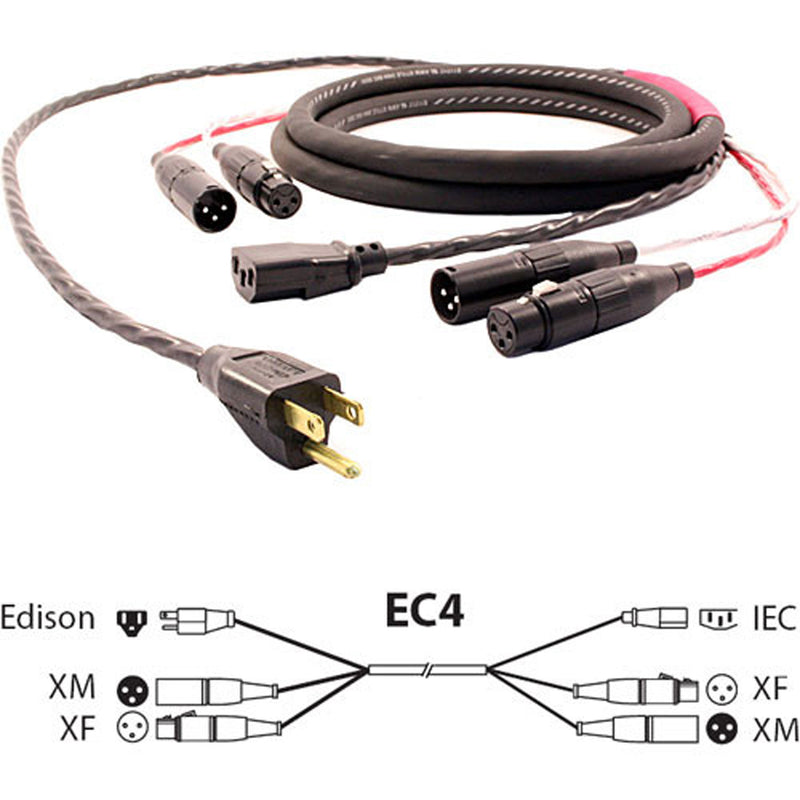 RapcoHorizon Pro Co Siamese Twin EC4 Dual MF/FM XLR Audio + Edison to IEC Power Cable (75')