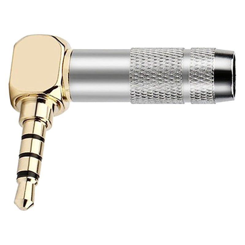 Performance Audio Gold Plated 3.5mm 4-Pole TRRS Male Headphone Connector (Silver, Right-Angle)