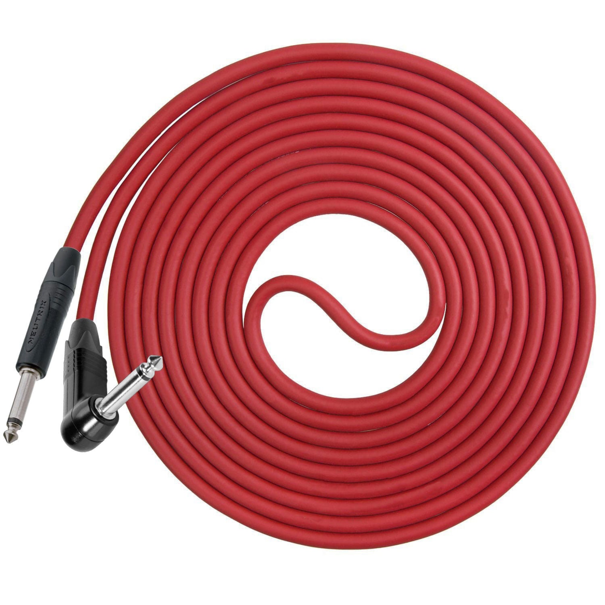 Performance Audio Professional 1/4" Straight to Right Angle Instrument Cable (6', Red)