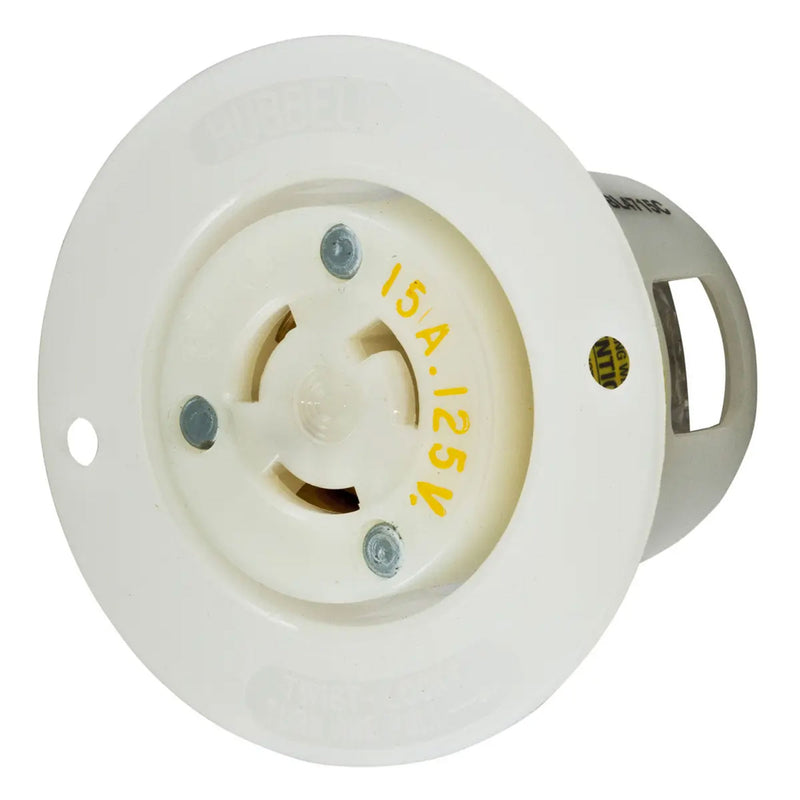 Whirlwind Hubbell HBL4715C Nema L5-15R Flanged Female AC Electrical Power Receptacle