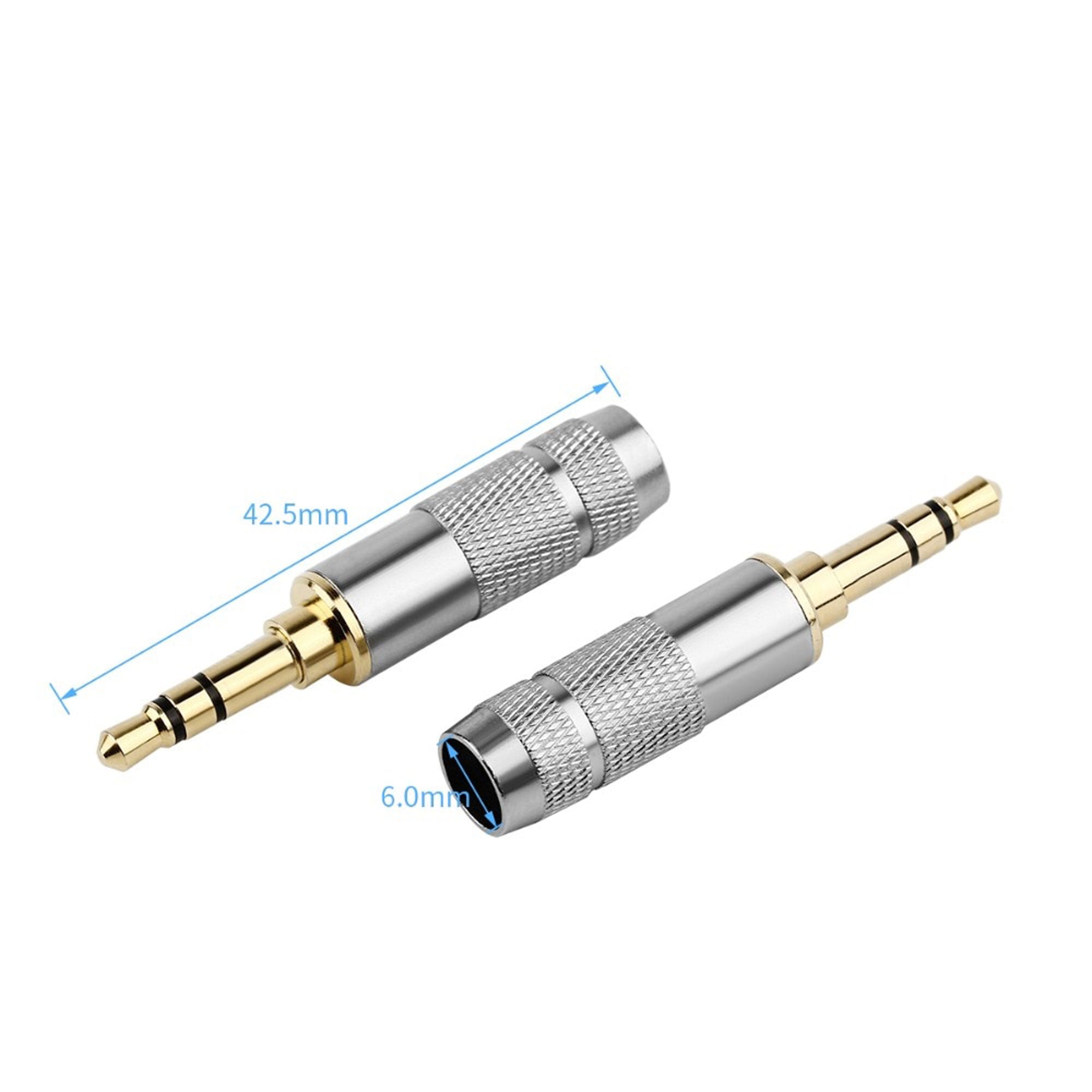 Performance Audio Gold Plated 3.5mm 3-Pole TRS Male Headphone Connector (Silver, Straight) Image 2