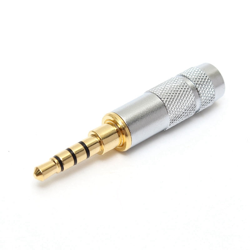 Performance Audio Gold Plated 3.5mm 4-Pole TRRS Male Headphone Connector (Silver, Straight)