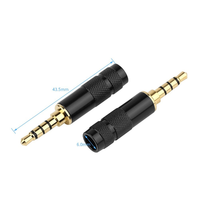 Performance Audio Gold Plated 3.5mm 4-Pole TRRS Male Headphone Connector (Black, Straight)