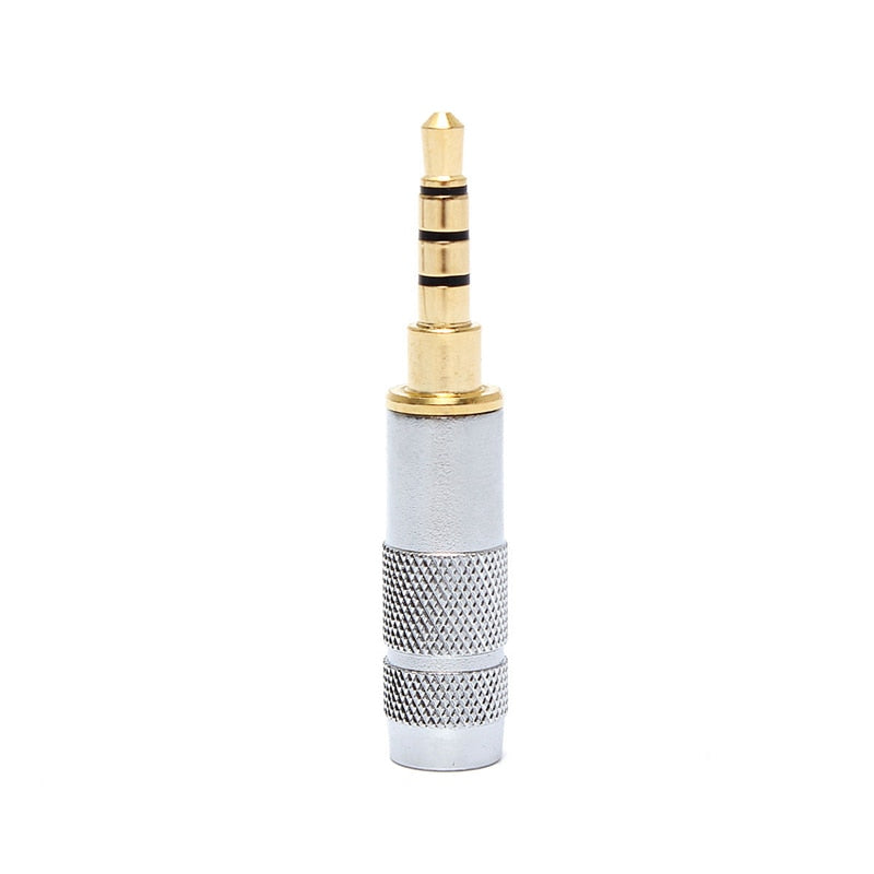 Performance Audio Gold Plated 3.5mm 4-Pole TRRS Male Headphone Connector (Silver, Straight)