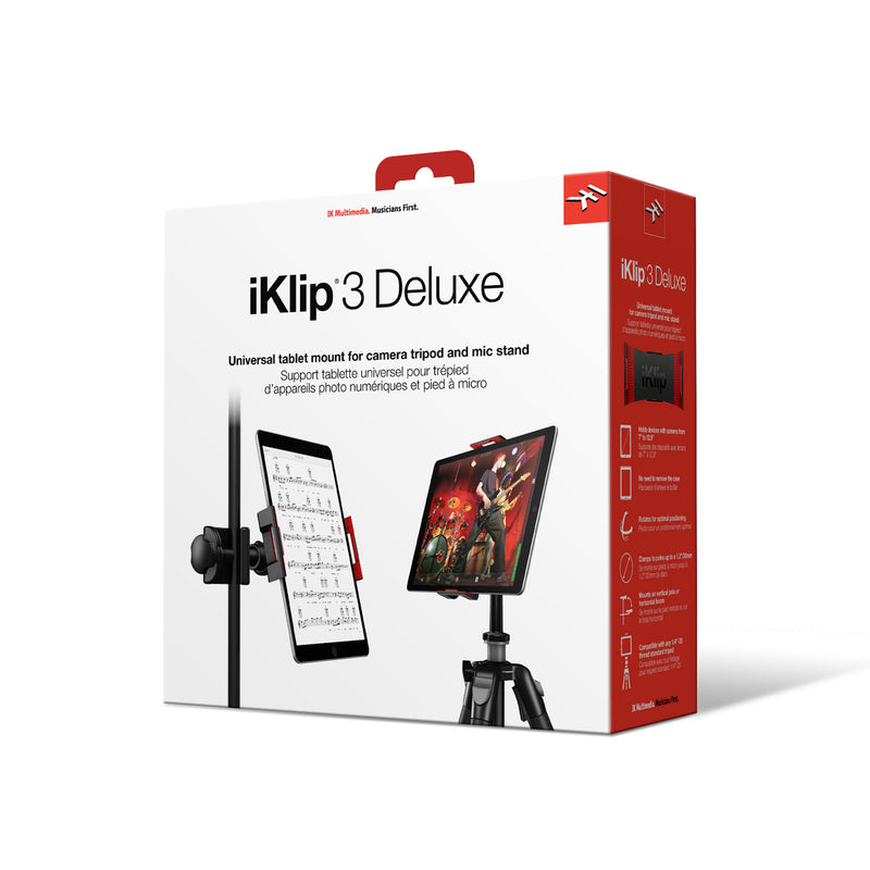 IK Multimedia iKlip 3 Deluxe Universal Tripod Mount and Mic Stand Support for iPad and Tablets