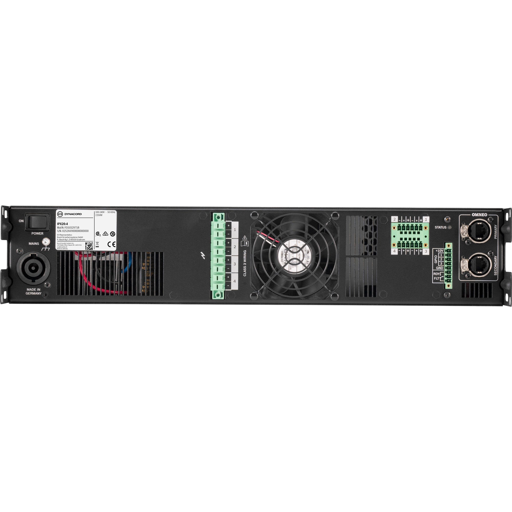Dynacord IPX20:4 Multi-Channel Power Amplifier for Fixed Install Applications (4 x 5000W)