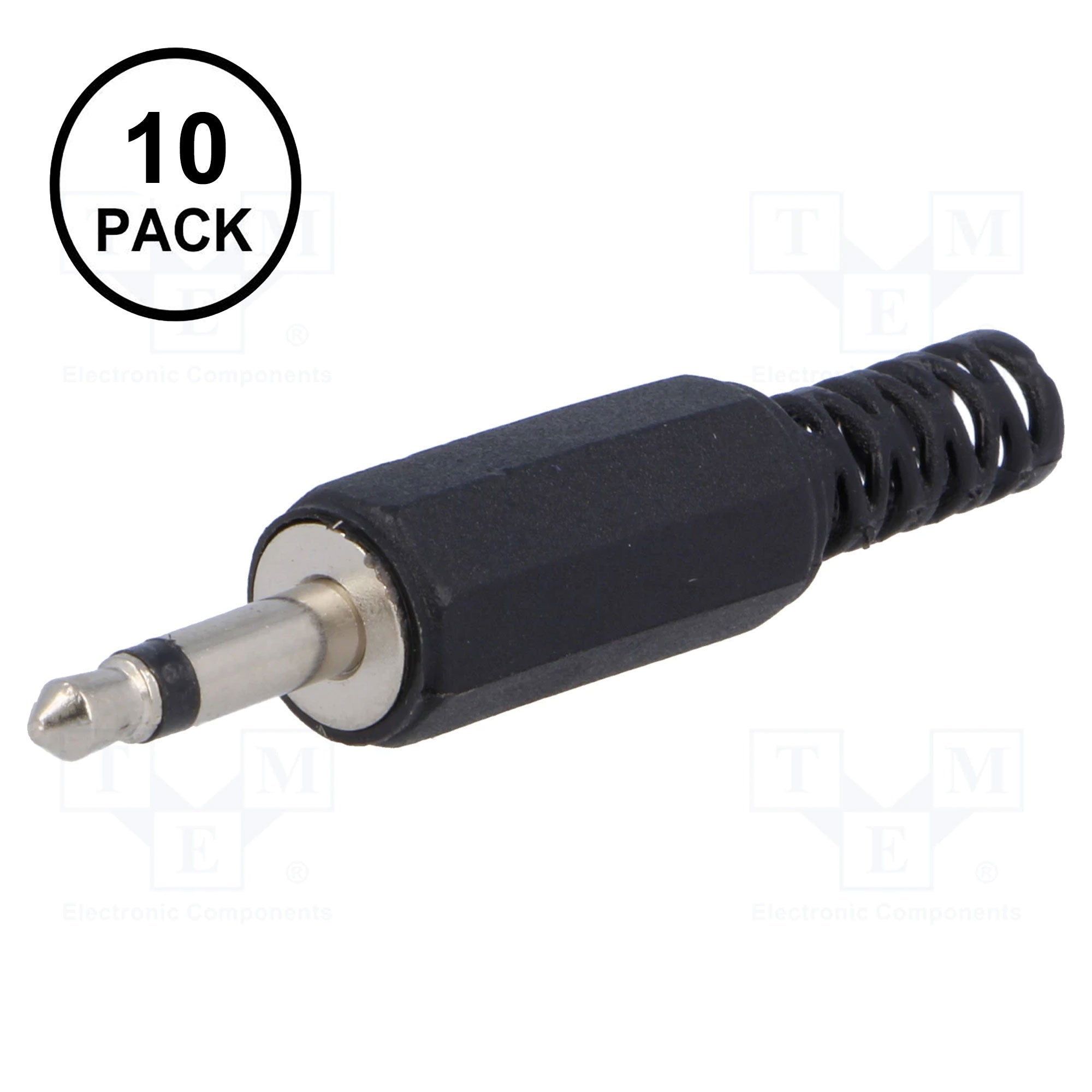 Performance Audio In-Line 3.5mm (1/8") TS Mono Male Plug (Black Plastic, 10 Pack)