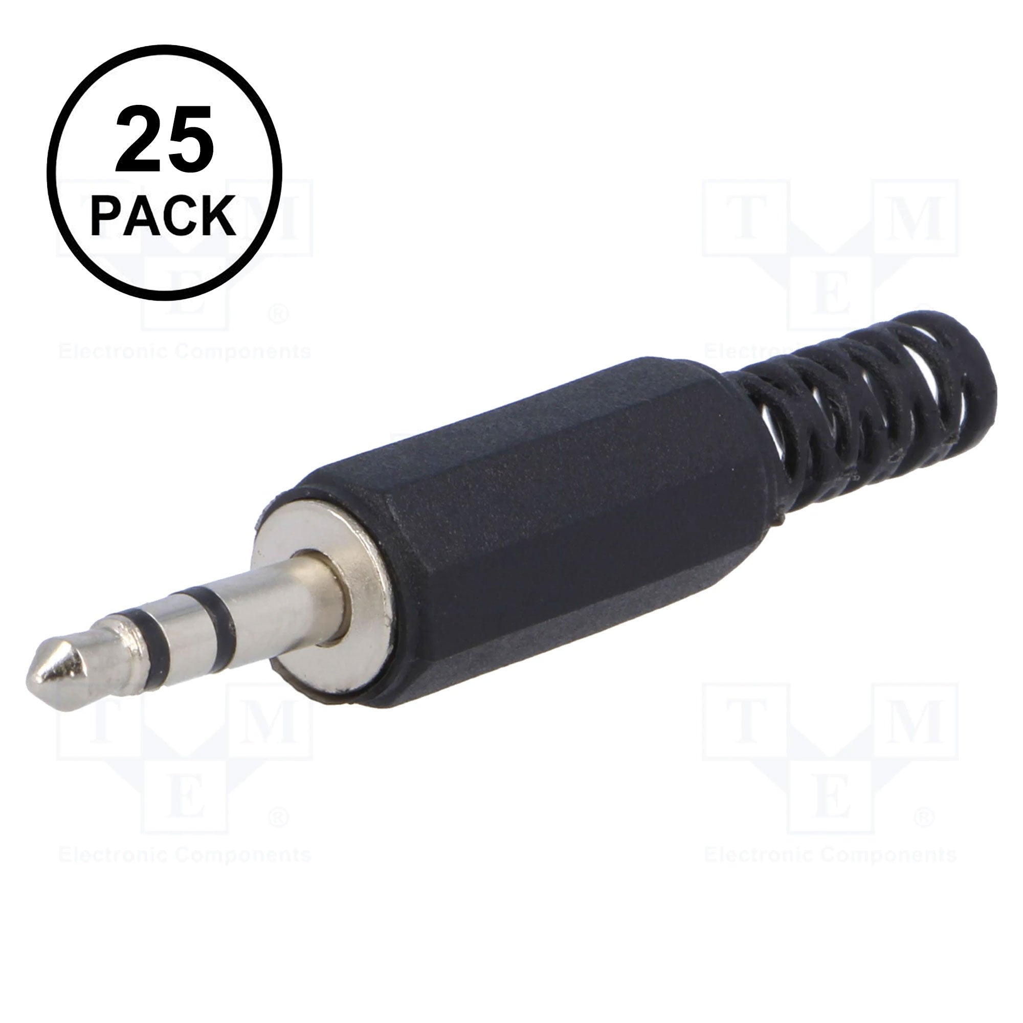 Performance Audio In-Line 3.5mm (1/8") TRS Stereo Male Plug (Black Plastic, 25 Pack)