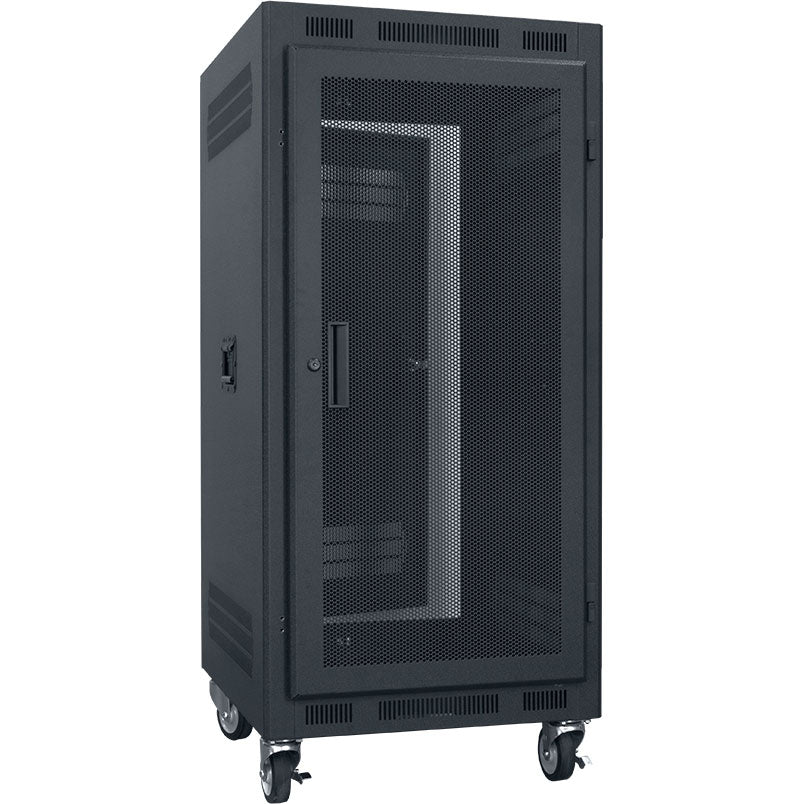 Lowell LPR-2127-FV Portable Rack with Fully Vented Door (21U, 27" Deep)