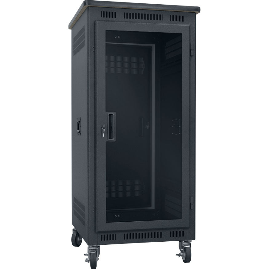 Lowell LPR-2427-PGT Portable Rack with Plexiglass Door (24U, 27" Deep)