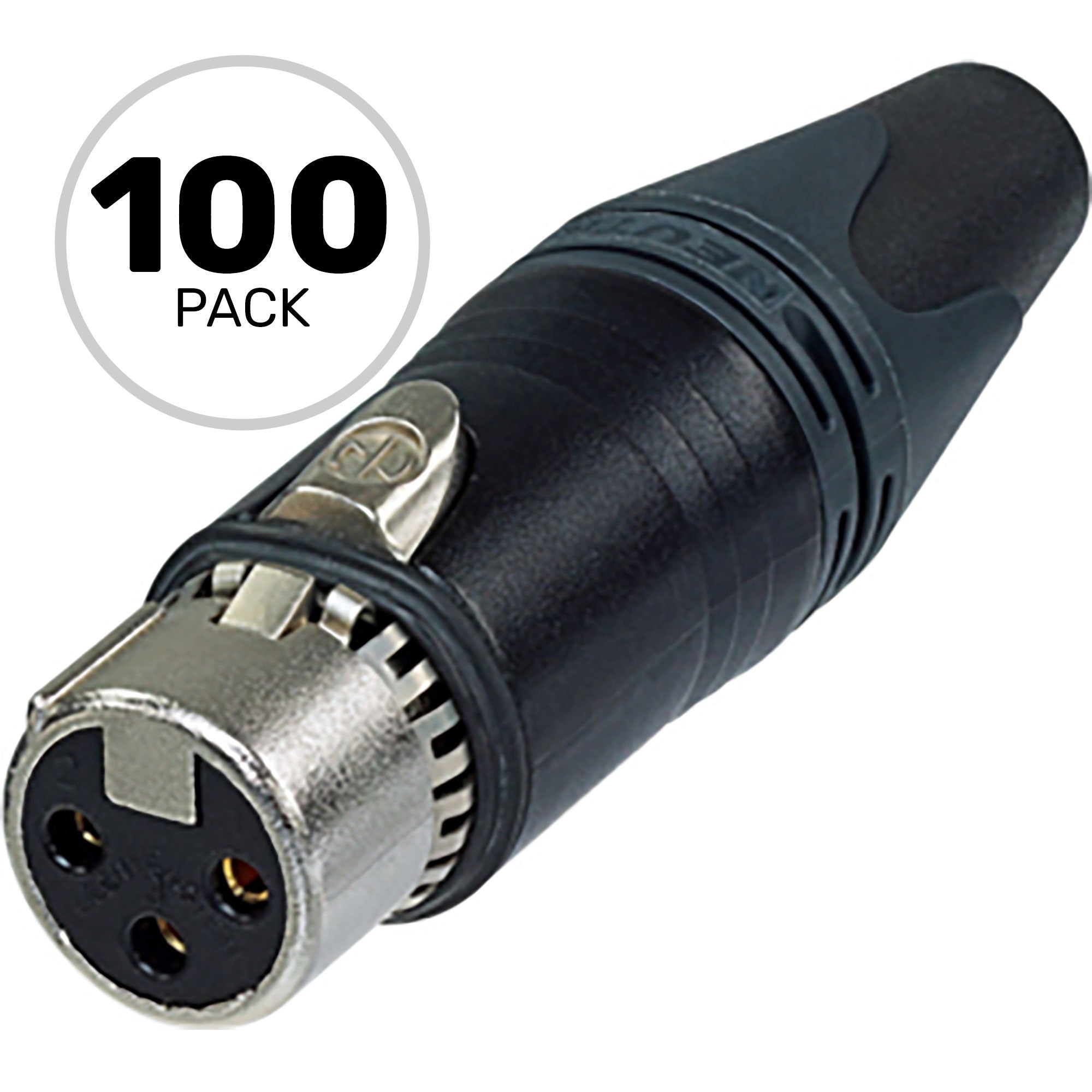 Neutrik NC3FXX-EMC-B RFI/EMI Protected Female 3-Pin XLR Cable Connector (Black/Gold, Box of 100)
