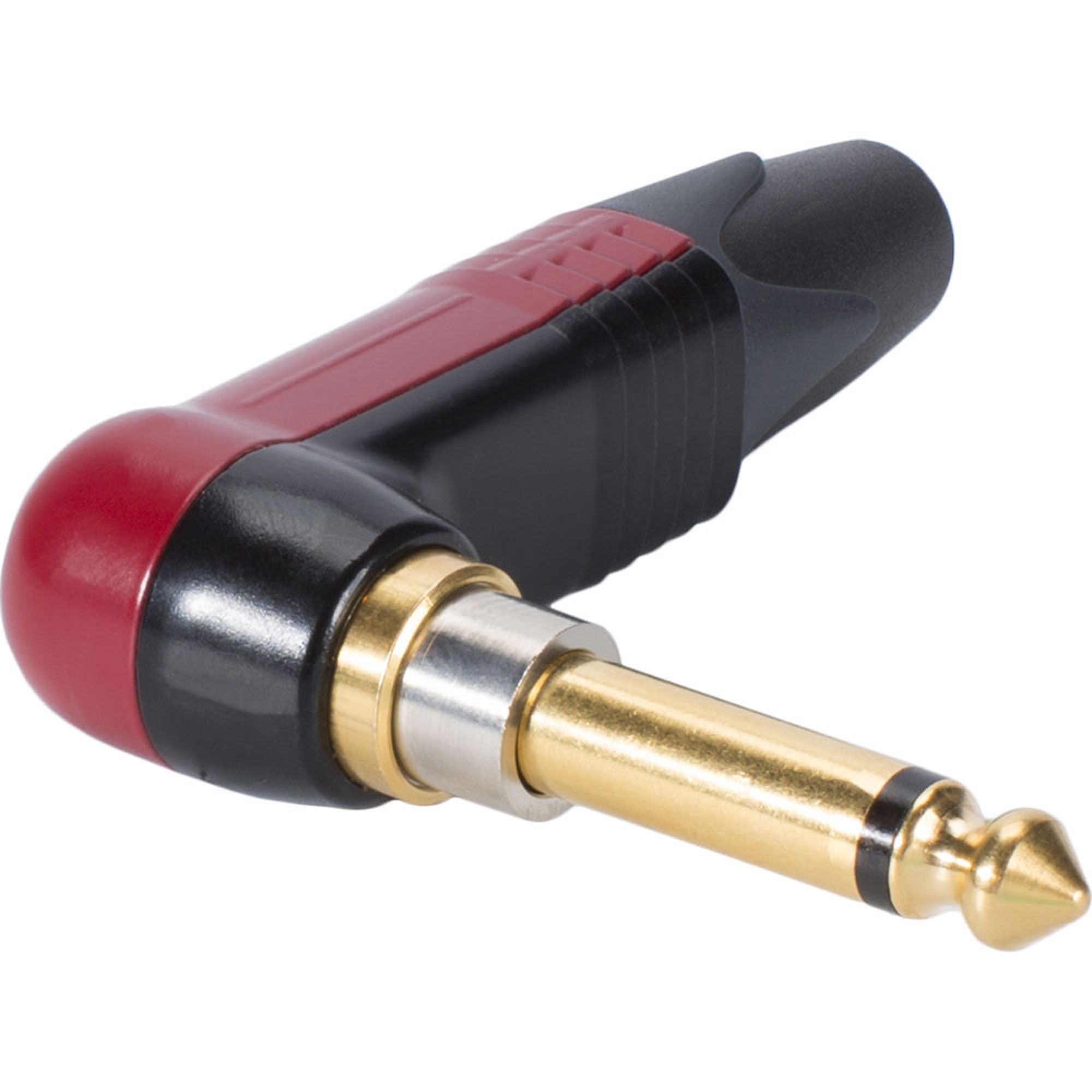 Neutrik NP2RX-AU-SILENT Professional Right-Angle 1/4" TS Mono silentPLUG (Red/Gold, Box of 25)