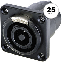 Neutrik NLT4FPXX-BAG 4-Pole Female speakON Panel Mount Chassis Connector (Black/Silver, Box of 25) Image 1