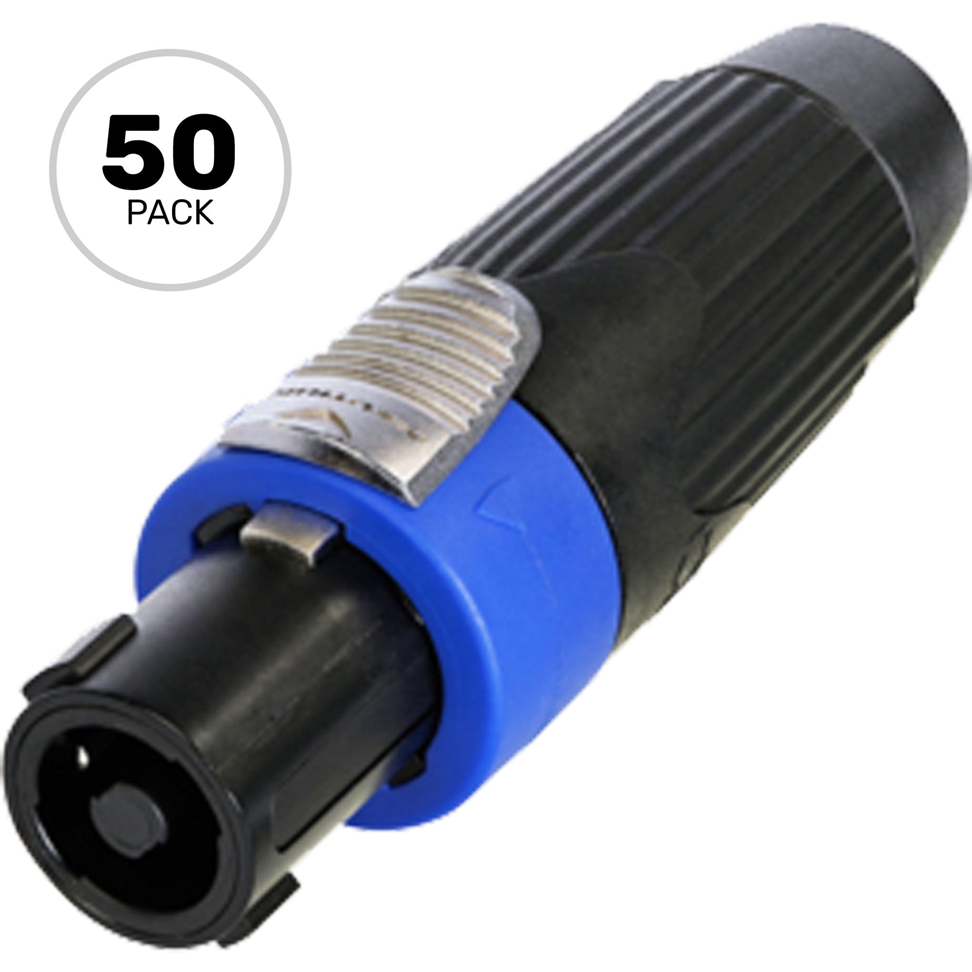 Neutrik NLT4FXX-BAG 4-Pole Female Metal speakON Cable Connector (Black/Silver, Box of 50)