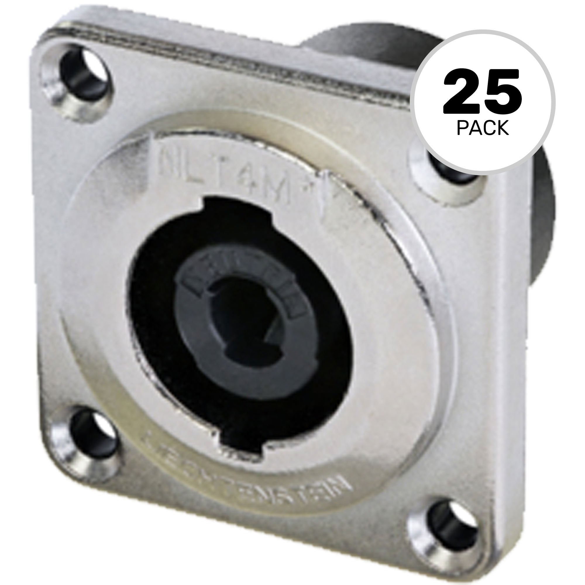 Neutrik NLT4MPXX 4-Pole Male speakON Panel Mount Chassis Connector (Nickel/Silver, Box of 25)