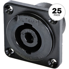 Neutrik NLT4MPXX-BAG 4-Pole Male speakON Panel Mount Chassis Connector (Black/Silver, Box of 25) Image 1