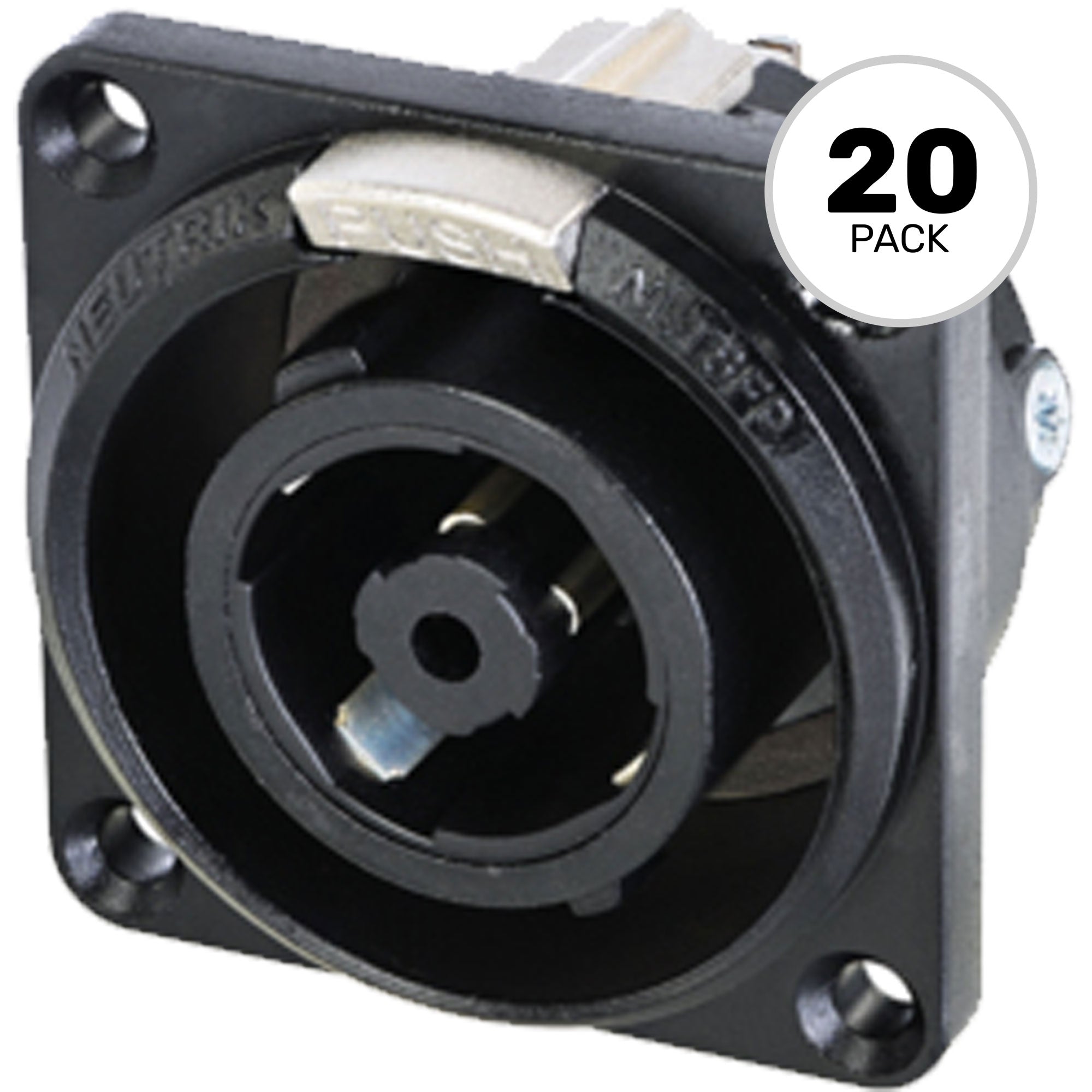 Neutrik NLT8FPXX-BAG 8-Pole Female speakON Panel Mount Chassis Connector (Black/Silver, Box of 20)