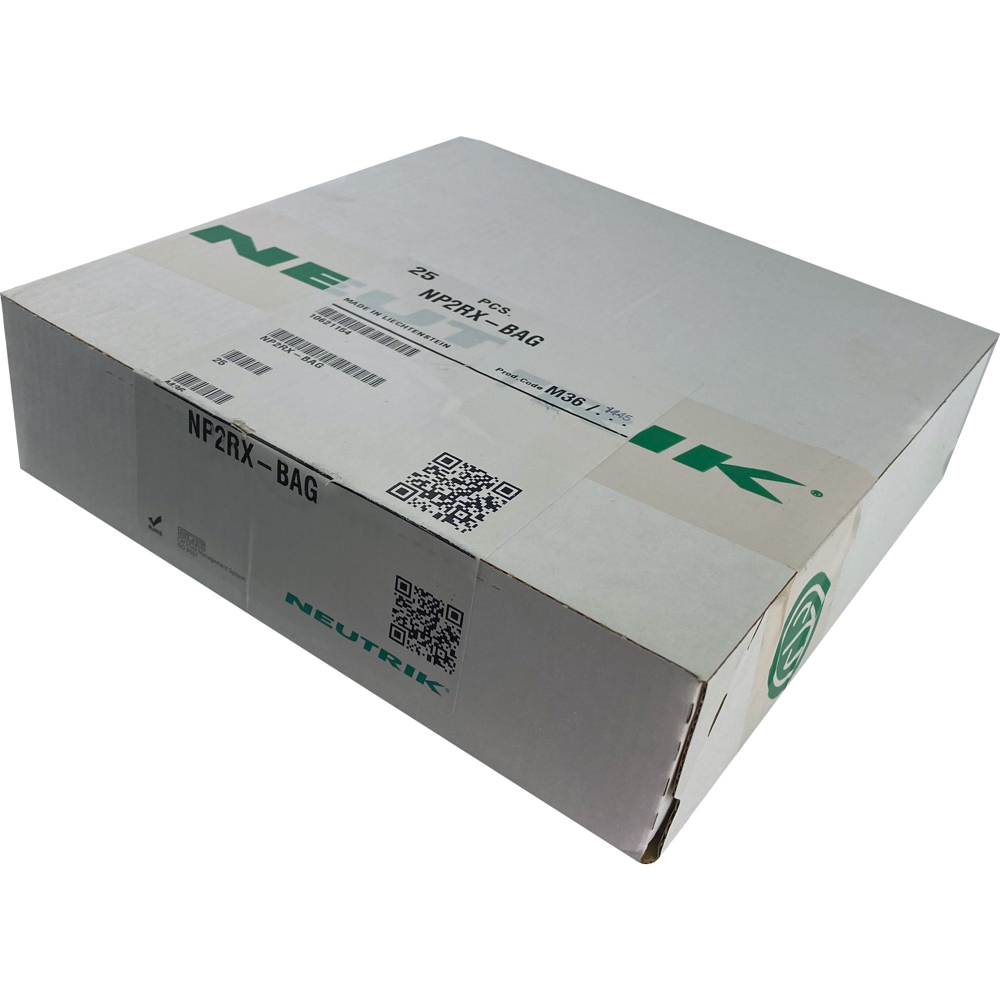 Neutrik NP2RX-BAG Professional Right-Angle 1/4" TS Mono Phone Plug (Black/Silver, Box of 25)