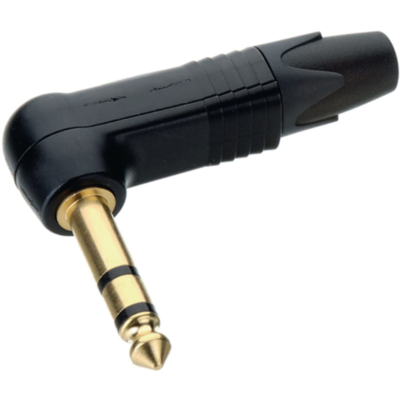 Neutrik NP3RX-B Professional Right-Angle 1/4" TRS Stereo Phone Plug (Black/Gold)