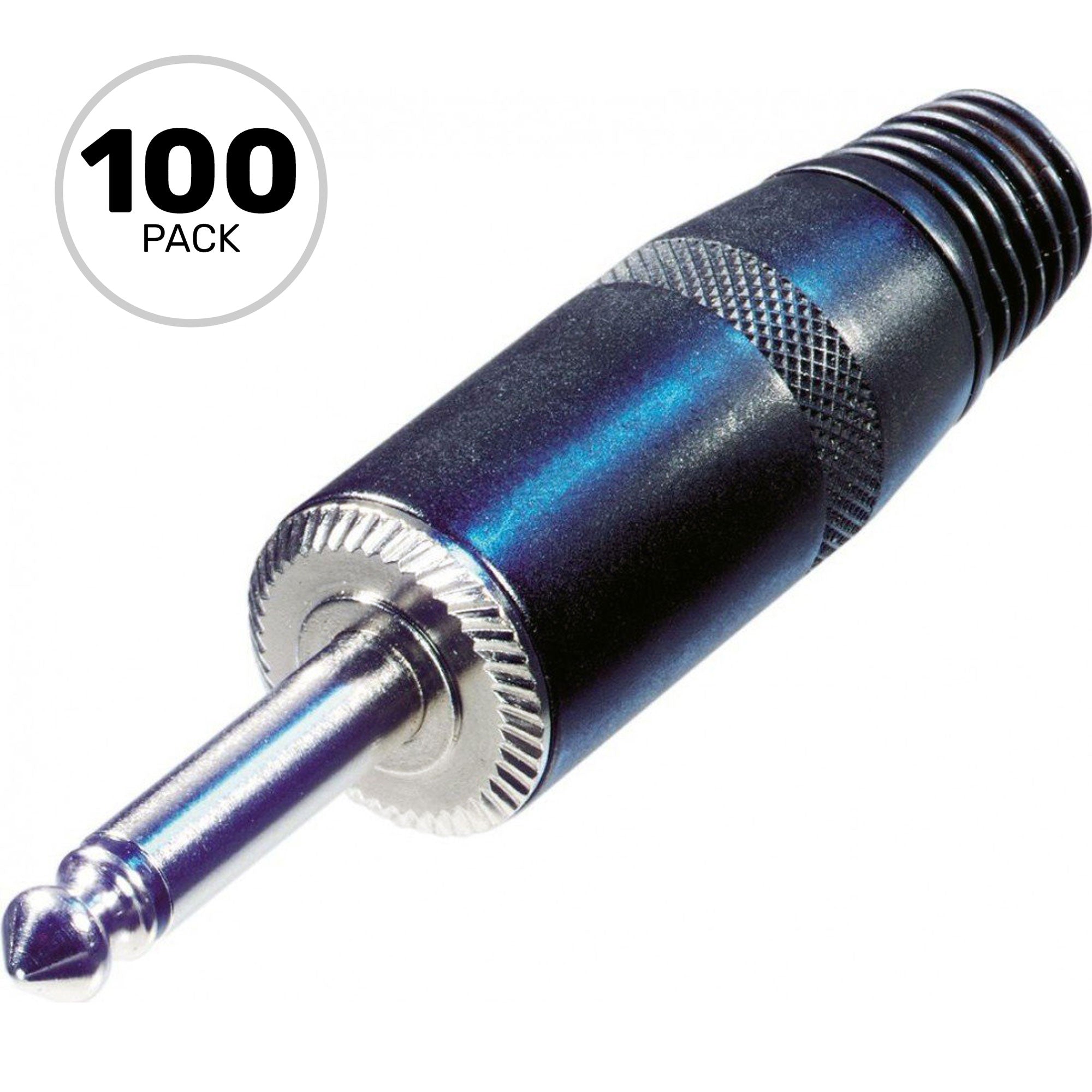 Neutrik Rean NYS225B 1/4" Mono Phone Large Shell Plug (Black/Silver, Box of 100)