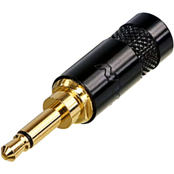 Neutrik Rean NYS226LBG 3.5mm Mono Phone Plug with Large Cable Outlet (Black/Gold)