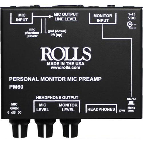 Rolls PM60 Personal Monitor Mic Preamp