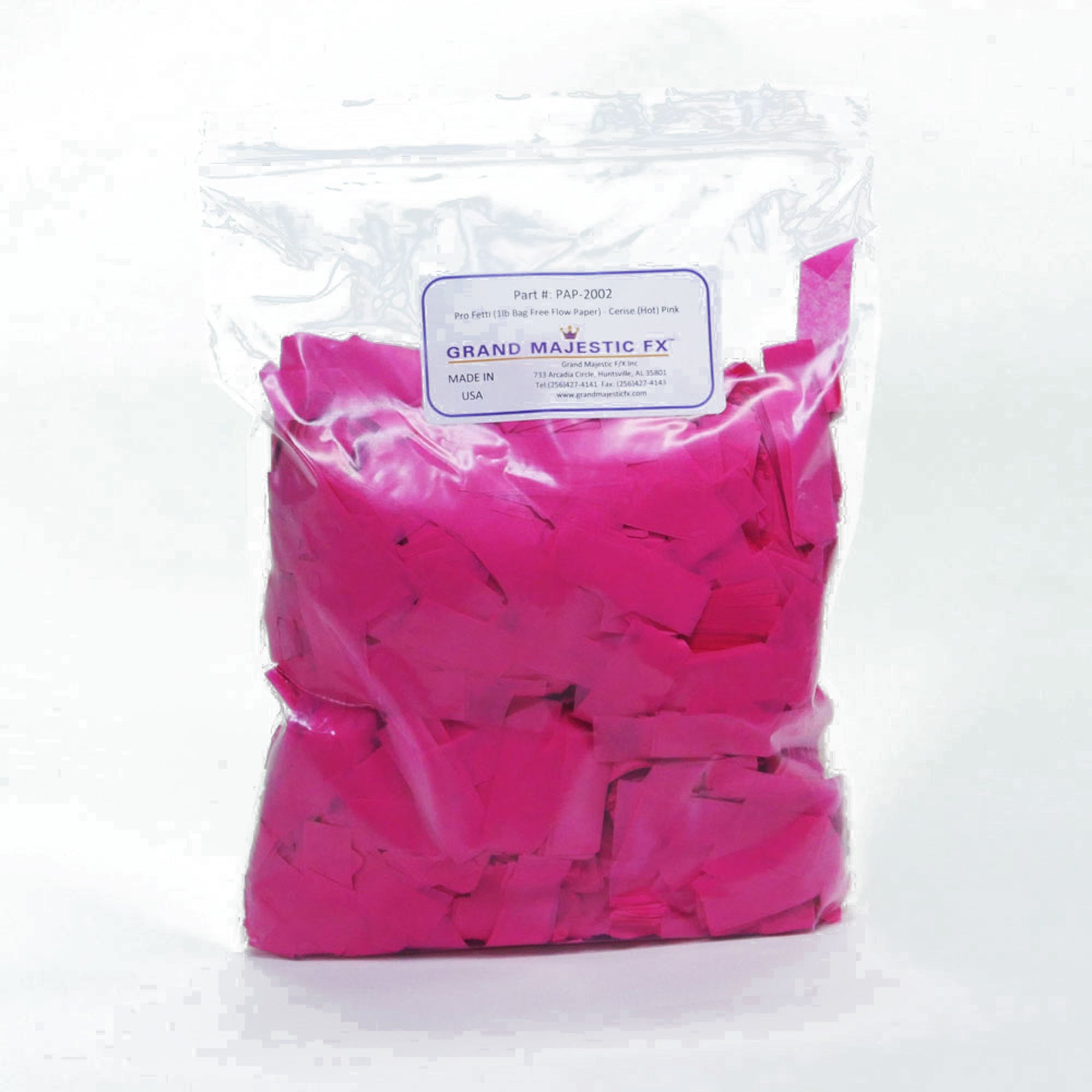 Grand Majestic FX Pro Fetti 1lb Bag of Free Flow Paper Confetti (Cerise Hot Pink)