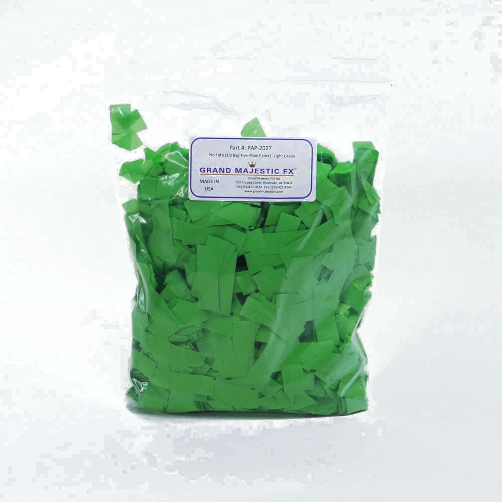 Grand Majestic FX Pro Fetti 10lb Bag of Free Flow Paper Confetti (Light Green)