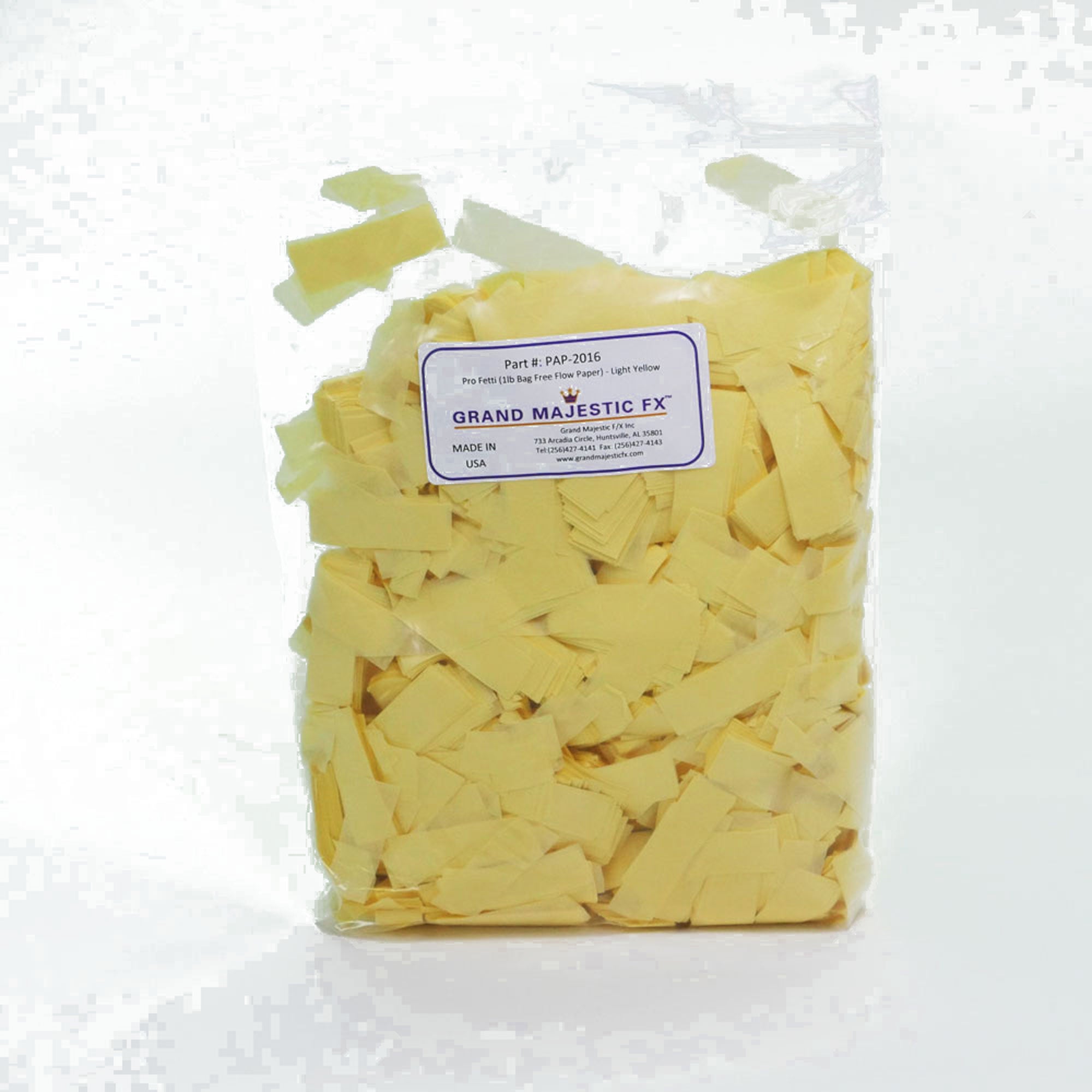 Grand Majestic FX Pro Fetti 25lb Bag of Free Flow Paper Confetti (Light Yellow)