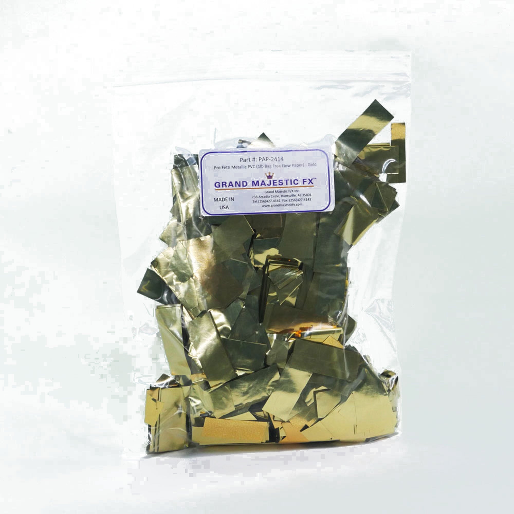 Grand Majestic FX Pro Fetti 10lb Bag of Free Flow Metallic PVC Mylar Confetti (Gold)