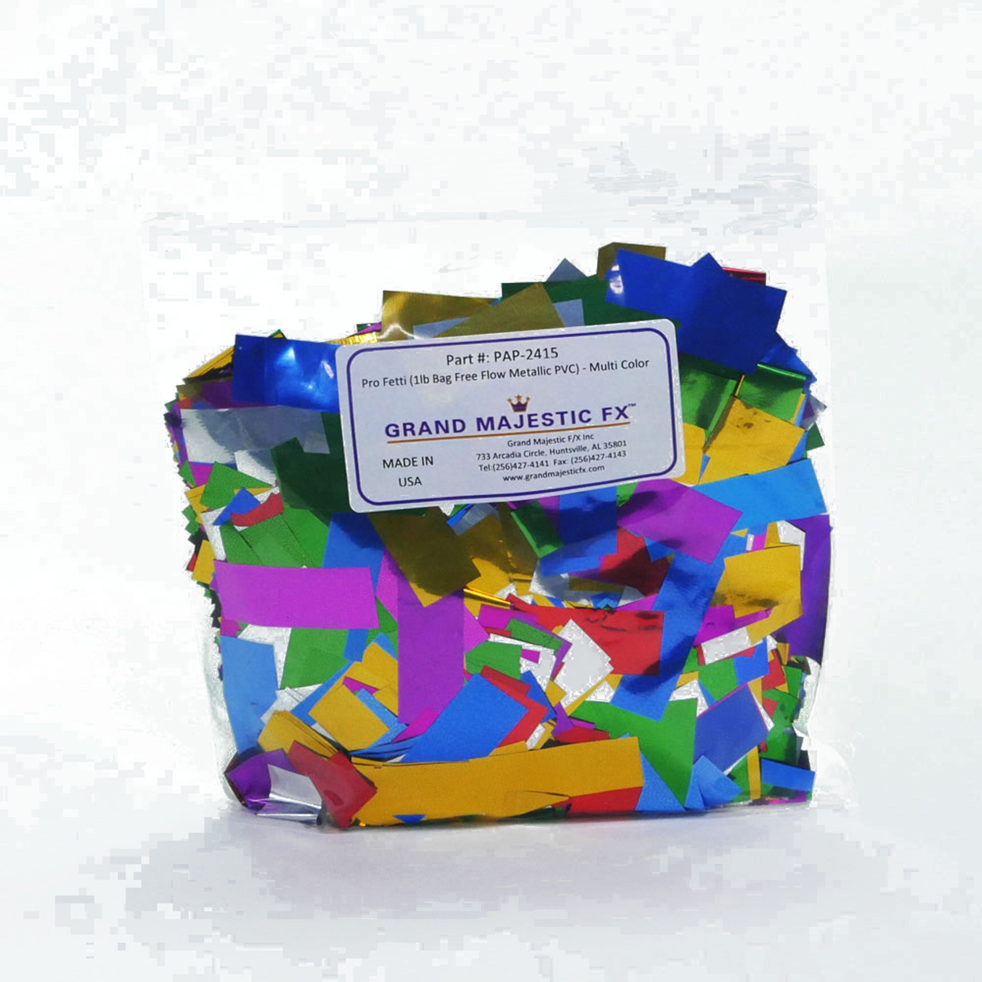 Grand Majestic FX Pro Fetti 25lb Bag of Free Flow Metallic PVC Mylar Confetti (Multi Color)