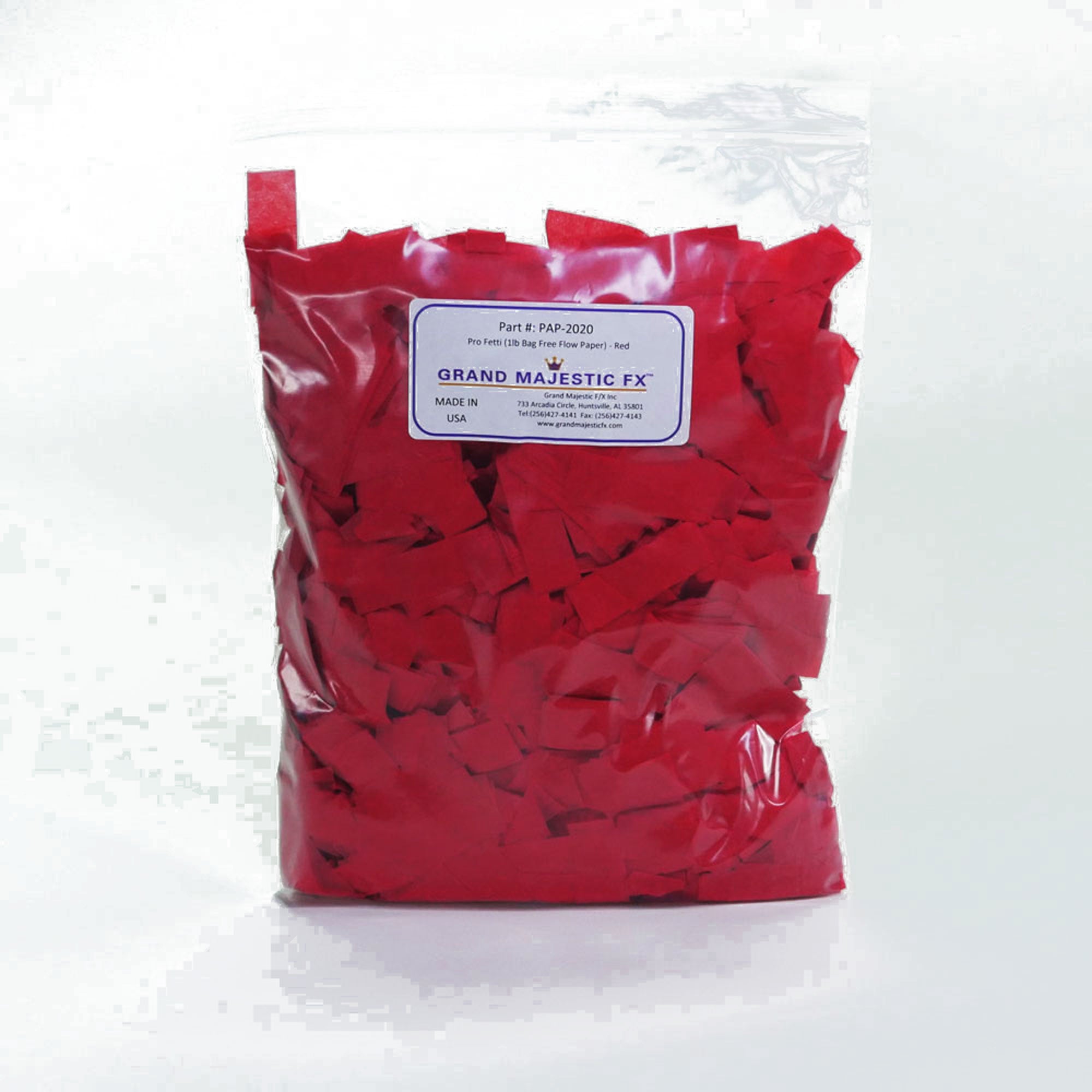Grand Majestic FX Pro Fetti 1lb Bag of Free Flow Paper Confetti (Red)