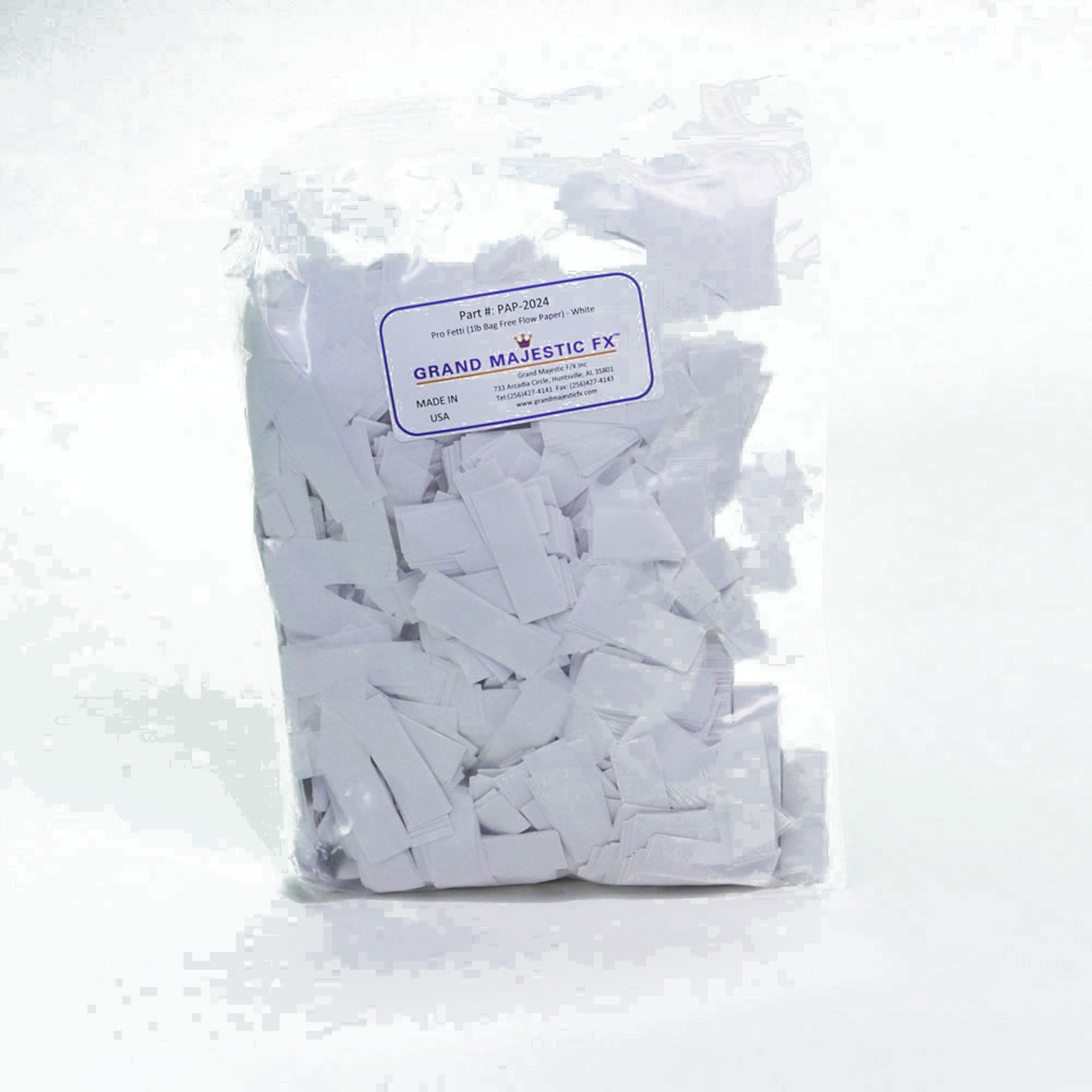Grand Majestic FX Pro Fetti 1lb Bag of Free Flow Paper Confetti (White)
