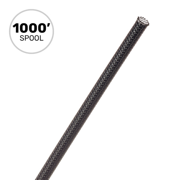 Techflex Flexo PET Expandable Braided Sleeving (1/8" Black, 1000' Spool)