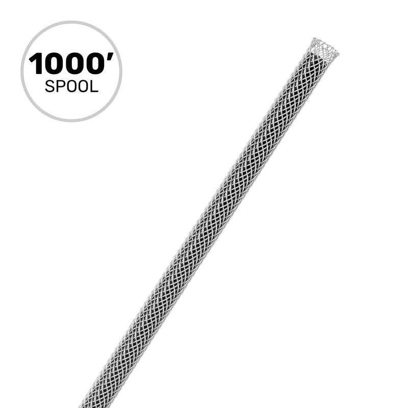 Techflex Flexo PET Expandable Braided Sleeving (1/8" Grey, 1000' Spool)
