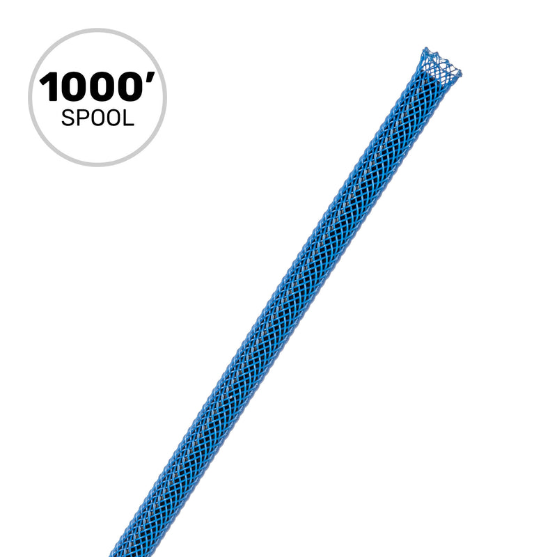 Techflex Flexo PET Expandable Braided Sleeving (1/8" Neon Blue, 1000' Spool)