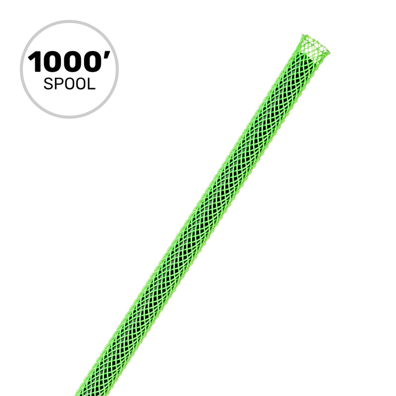 Techflex Flexo PET Expandable Braided Sleeving (1/8" Neon Green, 1000' Spool)