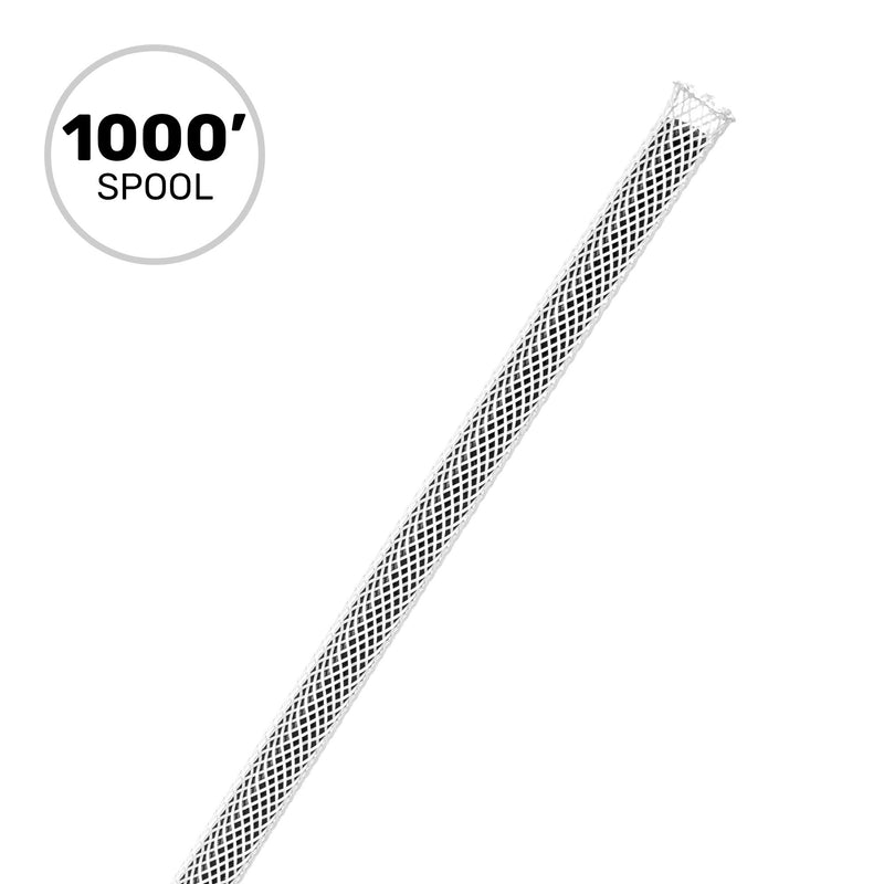 Techflex Flexo PET Expandable Braided Sleeving (1/8" White, 1000' Spool)