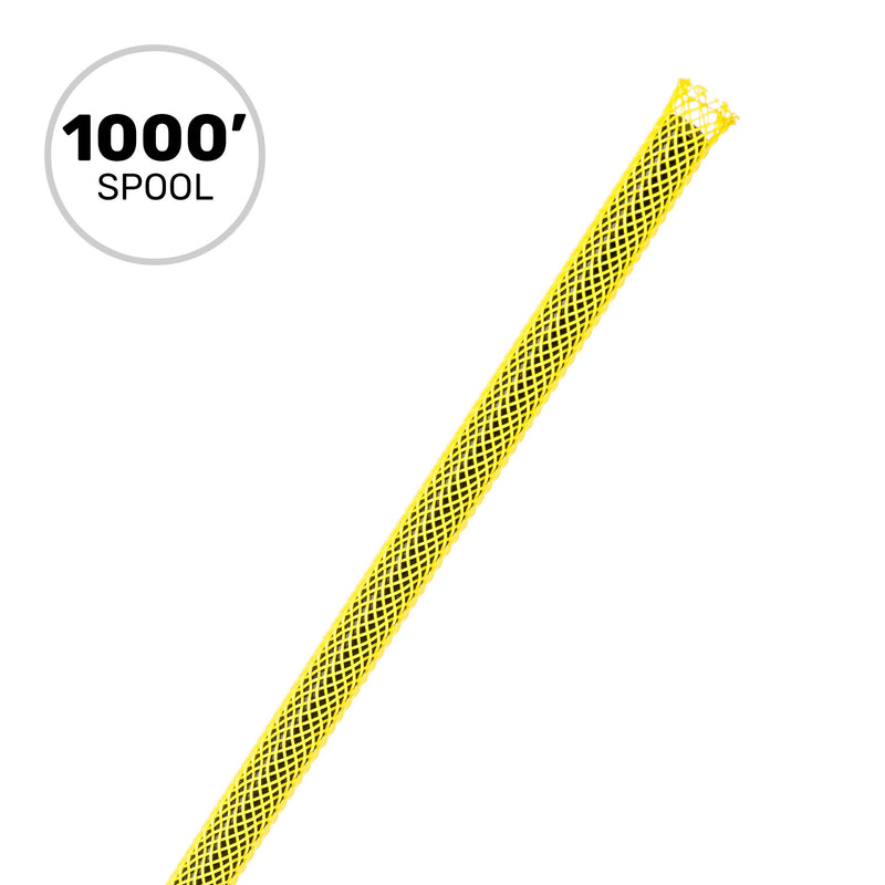 Techflex Flexo PET Expandable Braided Sleeving (1/8" Yellow, 1000' Spool)