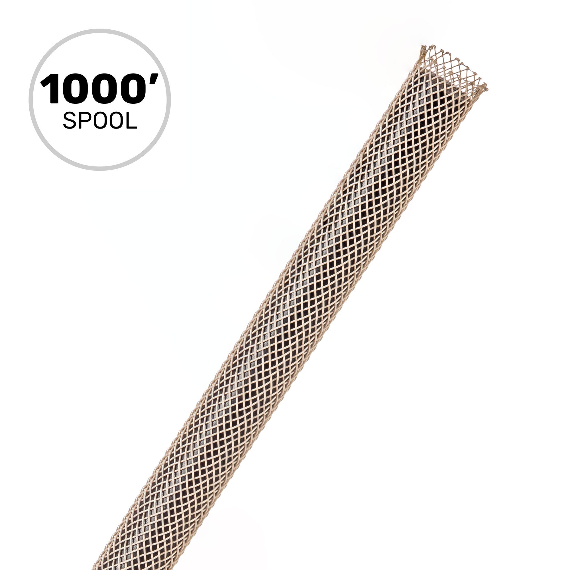 Techflex Flexo PET Expandable Braided Sleeving (1/4" Beige, 1000' Spool)