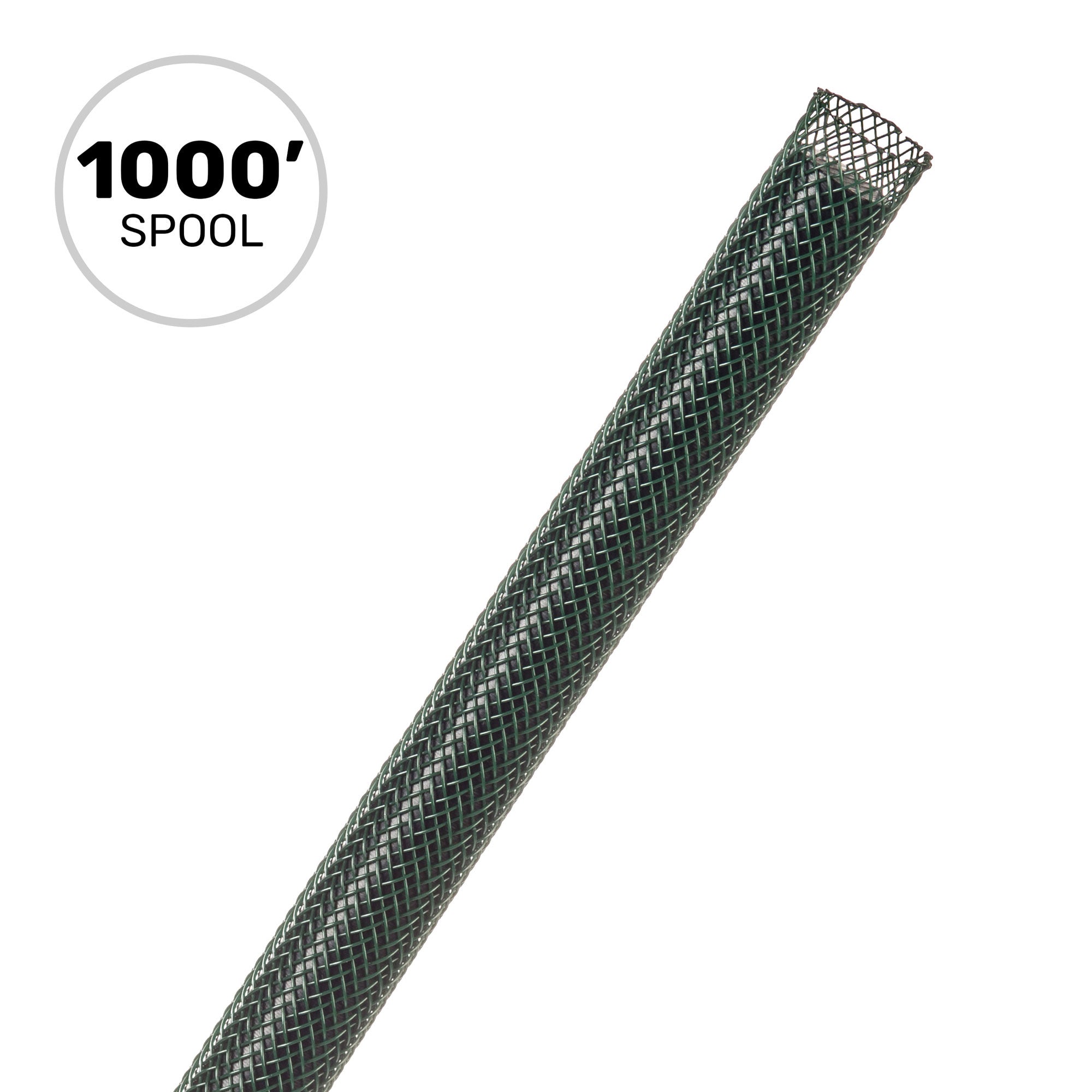Techflex Flexo PET Expandable Braided Sleeving (1/4" Forest Green, 1000' Spool)