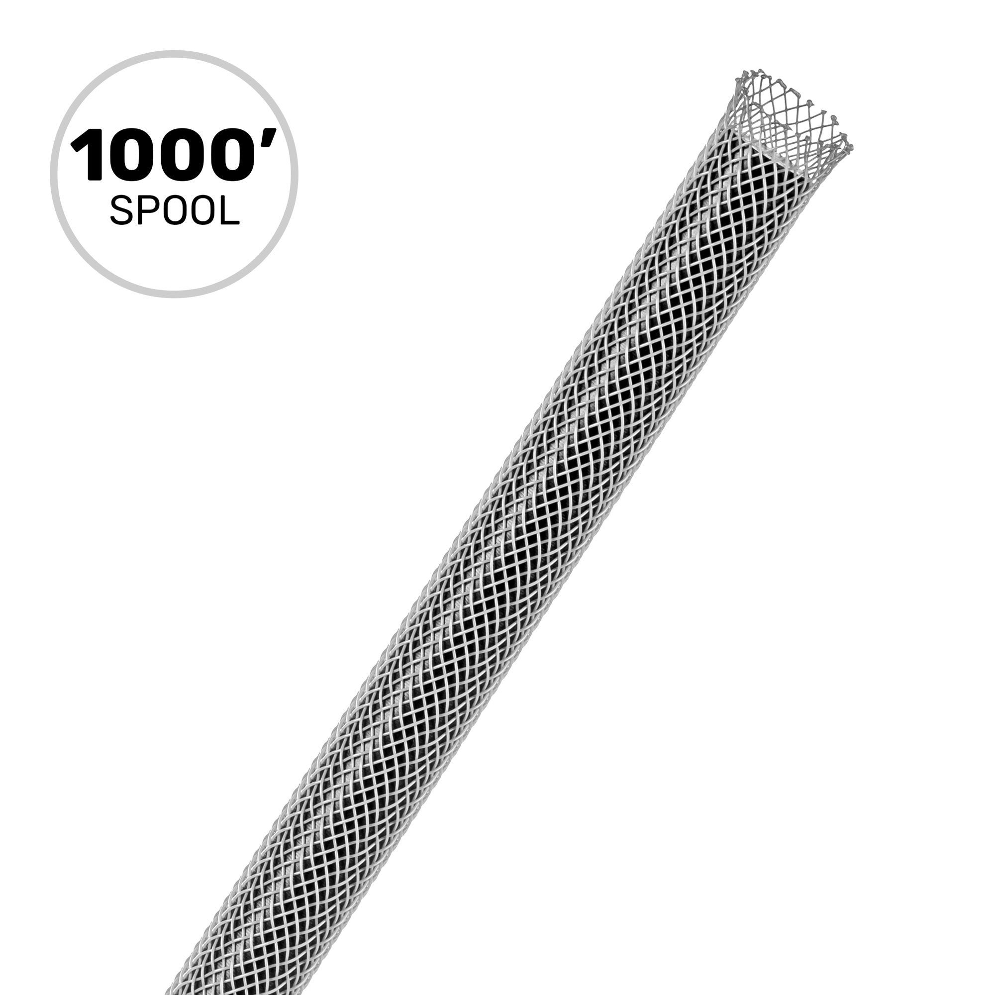 Techflex Flexo PET Expandable Braided Sleeving (1/4" Grey, 1000' Spool)