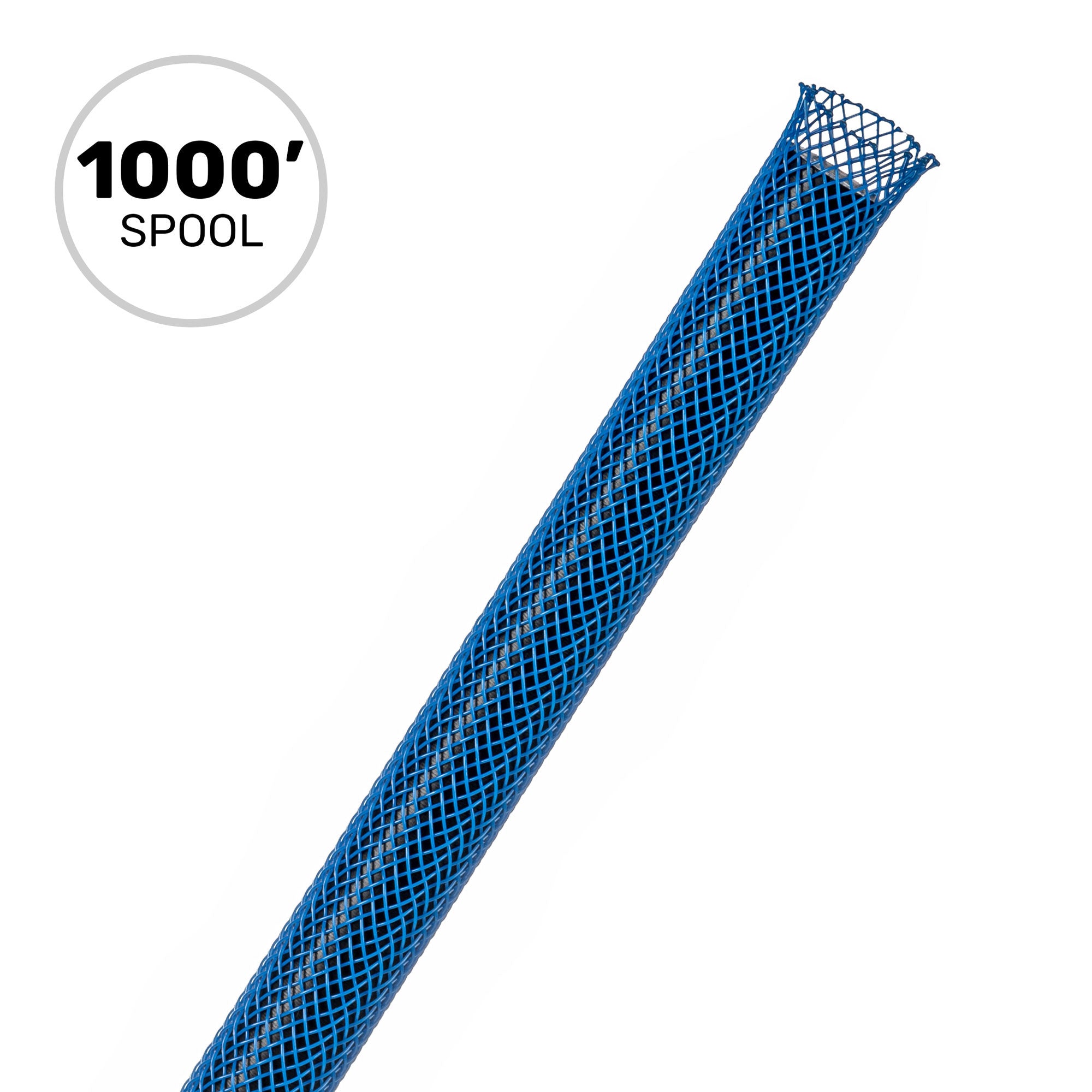 Techflex Flexo PET Expandable Braided Sleeving (1/4" Neon Blue, 1000' Spool)