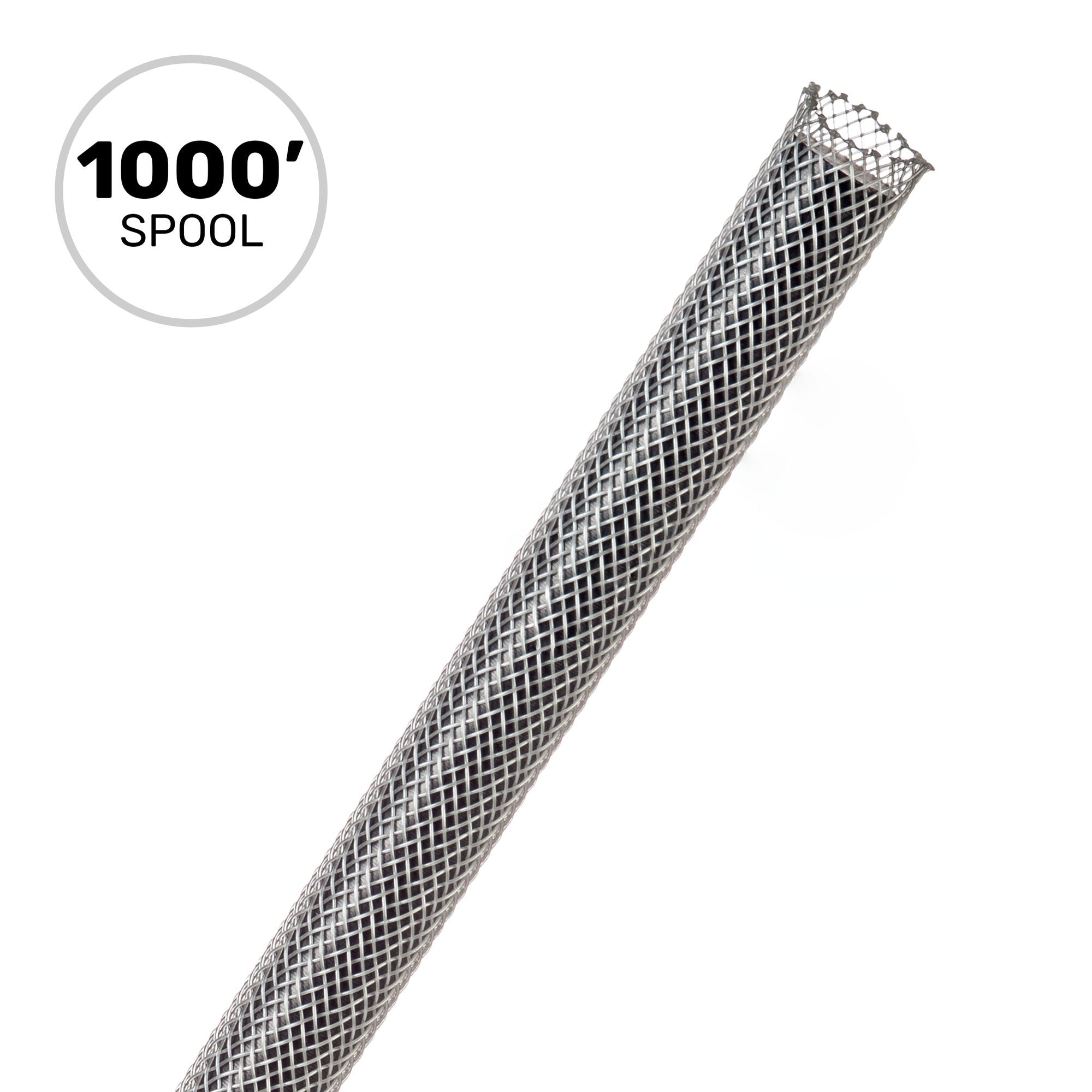Techflex Flexo PET Expandable Braided Sleeving (1/4" Platinum Grey, 1000' Spool)