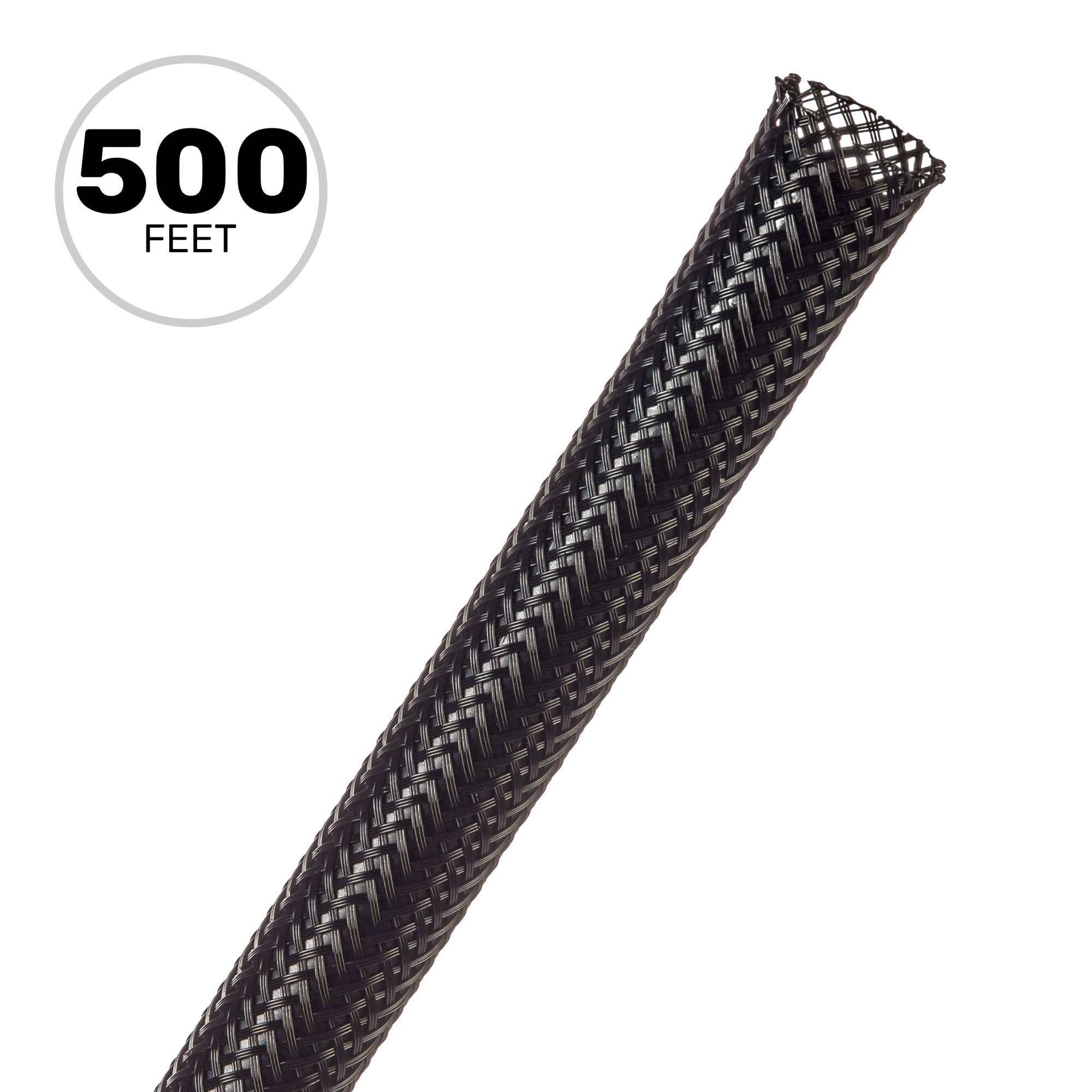Techflex Flexo PET Expandable Braided Sleeving (3/8" Black, 500' Spool)