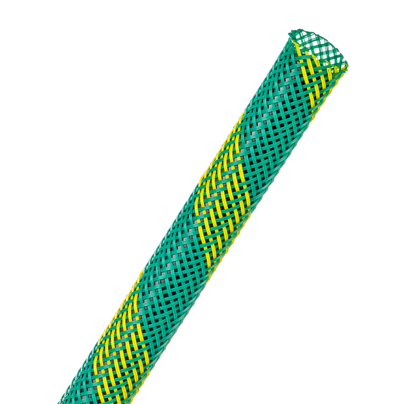 Techflex Flexo PET Expandable Braided Sleeving (3/8" Ground Stripe, By the Foot)