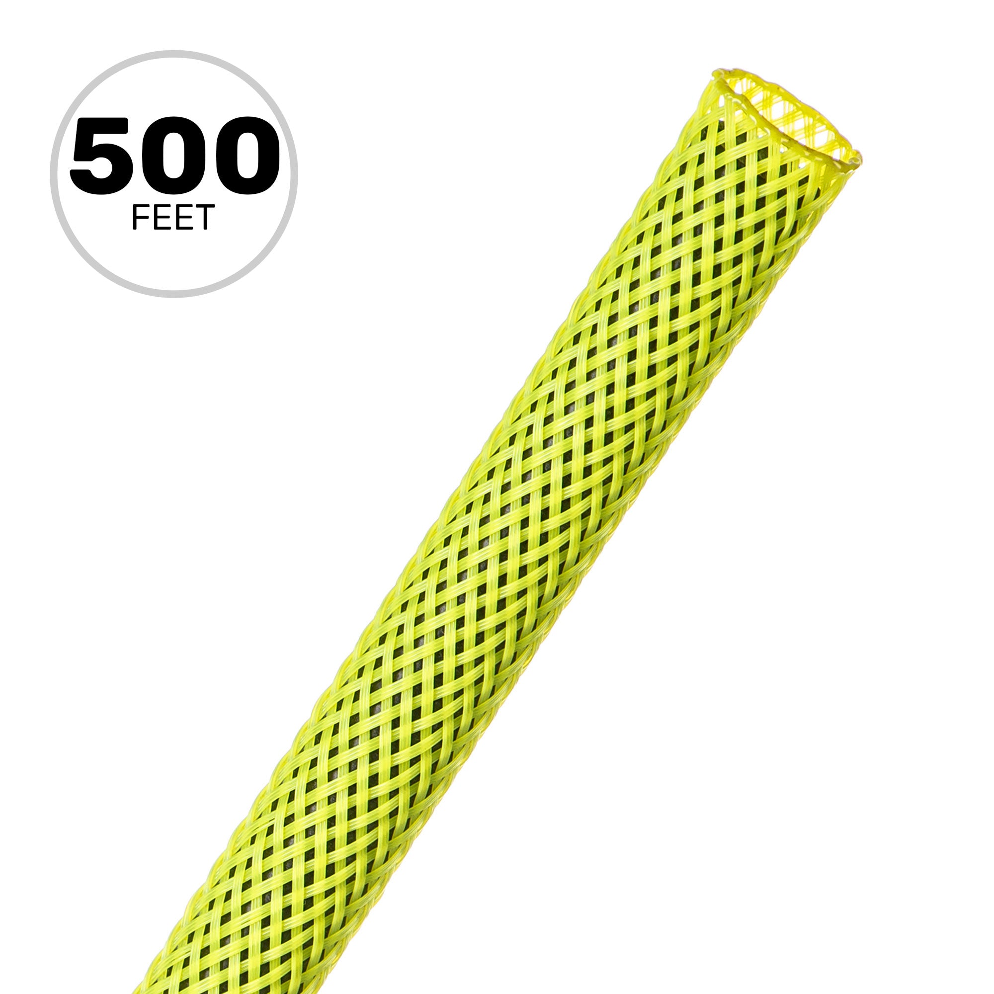 Techflex Flexo PET Expandable Braided Sleeving (3/8" Highlighter Yellow, 500' Spool)